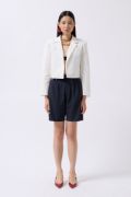 Crop Keten Blazer Ceket resmi